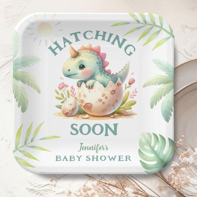 Niedlich Dino Pink Girl Dinosaur Babydusche Pappteller (Von Creator hochgeladen)
