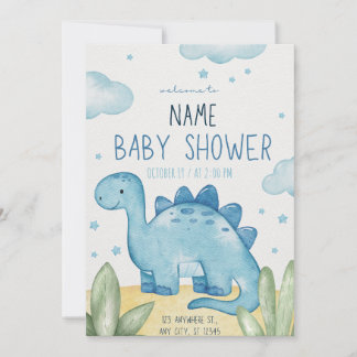 Niedlich Dinosaur Baby Dusche Einladung