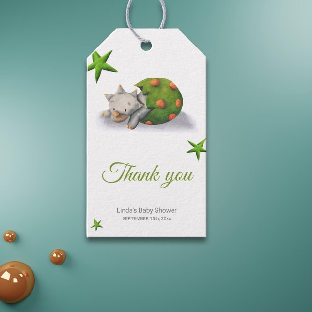Niedlich Dinosaur Babydusche Danke Geschenkanhänger (Von Creator hochgeladen)
