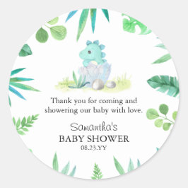 Niedlich Dinosaur Boy Baby Dusche Danke Runder Aufkleber