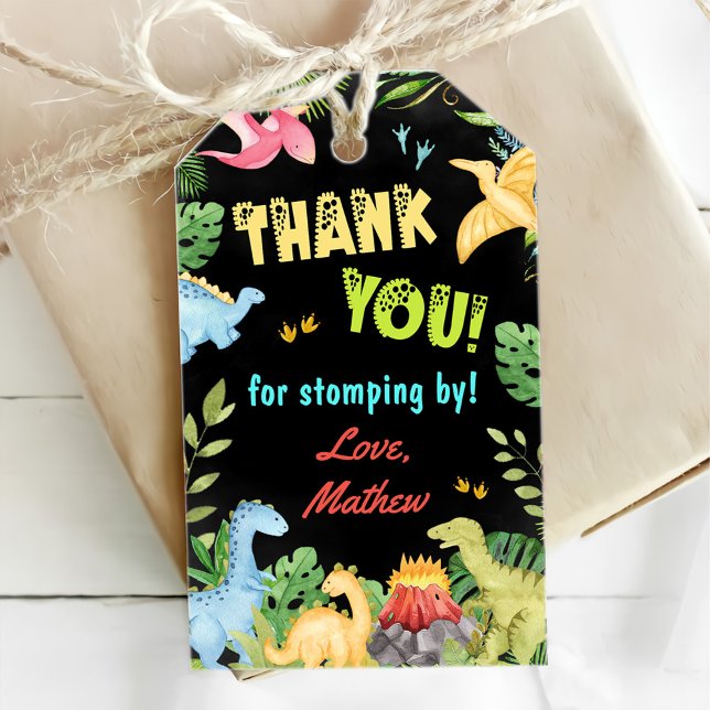 Niedlich Dinosaur Boy Erste Geburtstagsparty Geschenkanhänger (Von Creator hochgeladen)