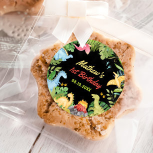 Niedlich Dinosaur Boy Erste Geburtstagsparty Runder Aufkleber