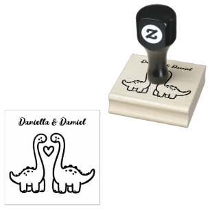 Niedlich Dinosaur Couple Briefmarke Gummistempel