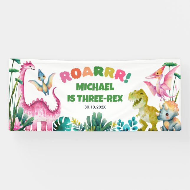 Niedlich Dinosaur Dig Prähistorische Kinder 3. Geb Banner (Horizontal)