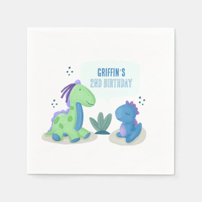 Niedlich Dinosaur Geburtstagsparty Napkins Serviette (Vorderseite)
