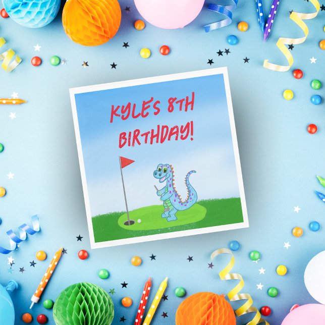 Niedlich Dinosaur Golf ThemenKindergeburtstag Napk Serviette (Von Creator hochgeladen)