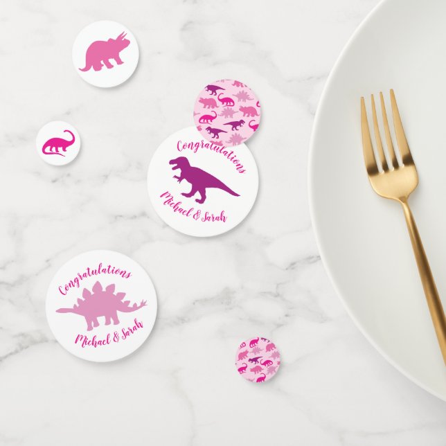 Niedlich Dinosaur Kinderdusche Dino Pink Girl Konfetti (Gruppe)