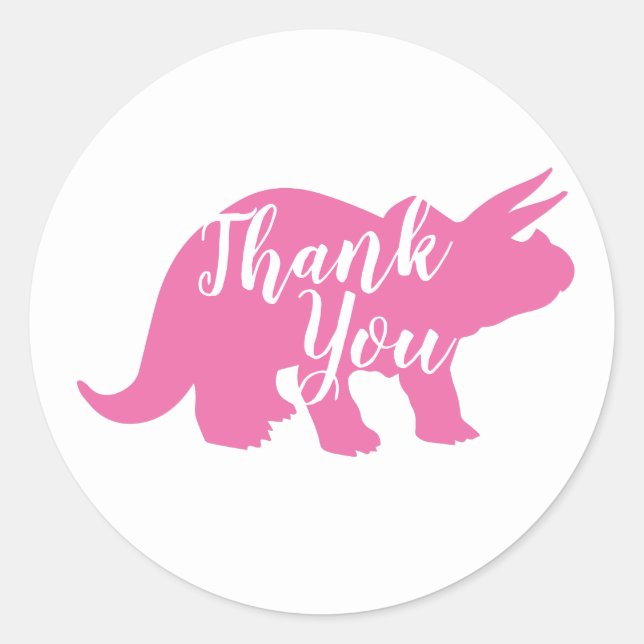 Niedlich Dinosaur Kinderdusche Dino Pink Girl Runder Aufkleber (Vorderseite)