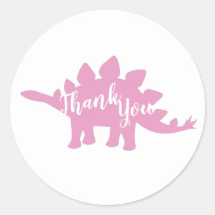 Niedlich Dinosaur Kinderdusche Dino Pink Girl Runder Aufkleber