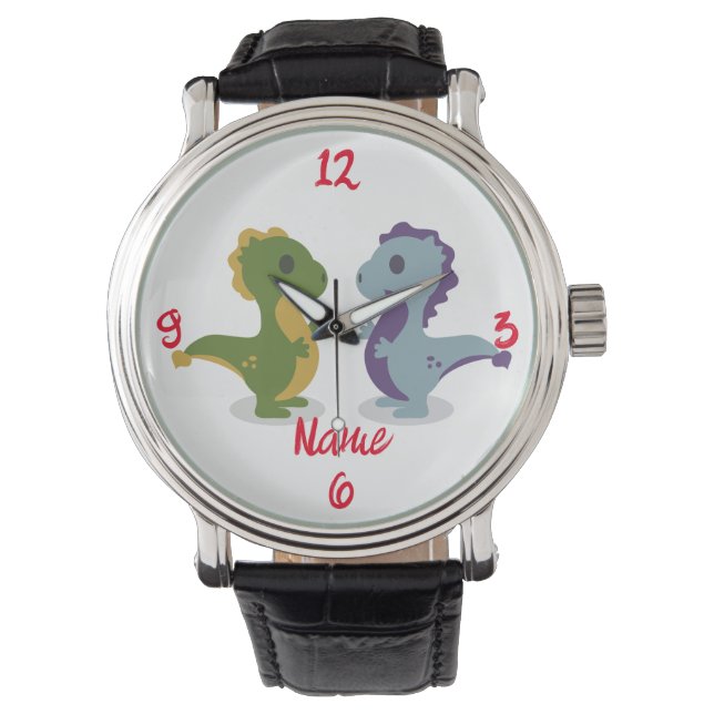 Niedlich Dinosaur Pair Thunder_Cove Armbanduhr (Vorderseite)