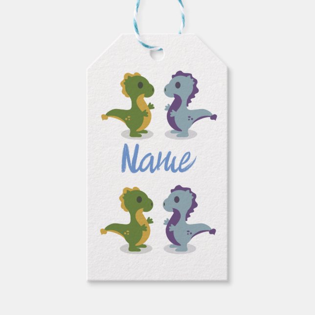 Niedlich Dinosaur Pair Thunder_Cove Geschenkanhänger (Vorderseite)