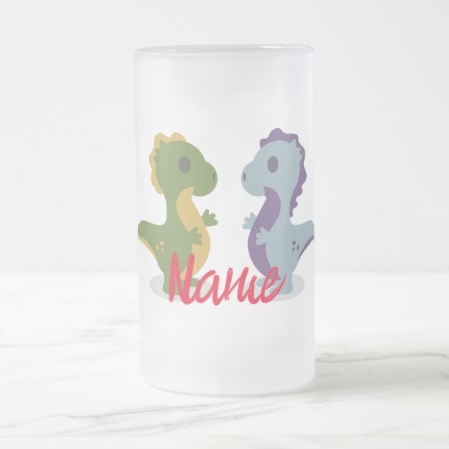 Niedlich Dinosaur Pair Thunder_Cove Mattglas Bierglas (Mittel)