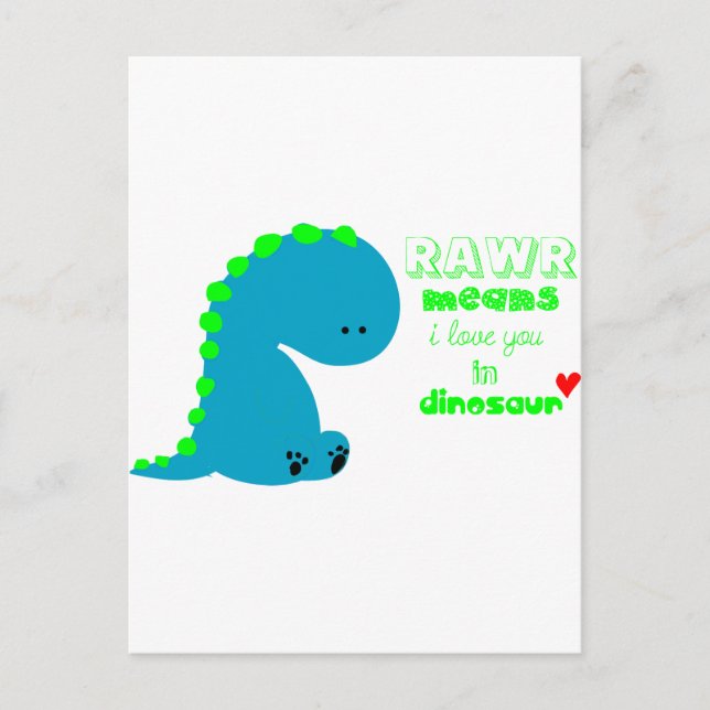 Niedlich Dinosaur RAWR Postkarte (Vorderseite)