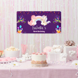 Niedlich Dinosaur Unicorn Regenbogen Ballon Geburt Banner