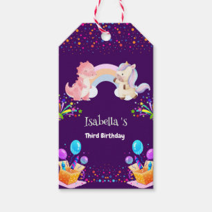 Niedlich Dinosaur Unicorn Regenbogen Ballon Geburt Geschenkanhänger