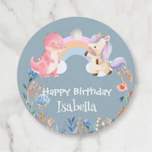 Niedlich Dinosaur Unicorn Regenbogen Blume Geburts Geschenkanhänger