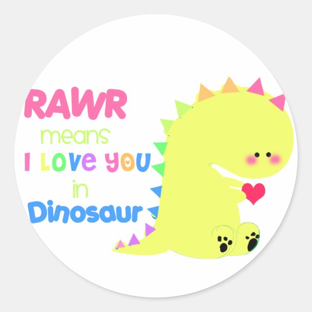 Niedlich Dinosaurier-Aufkleber RAWR Runder Aufkleber (Vorderseite)