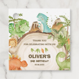 Niedlich Dinosaurier Boy Birthday Greenery Leaf T- Geschenkanhänger