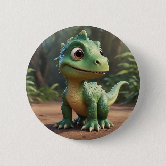 Niedlich Dinosaurier Button (Vorderseite)