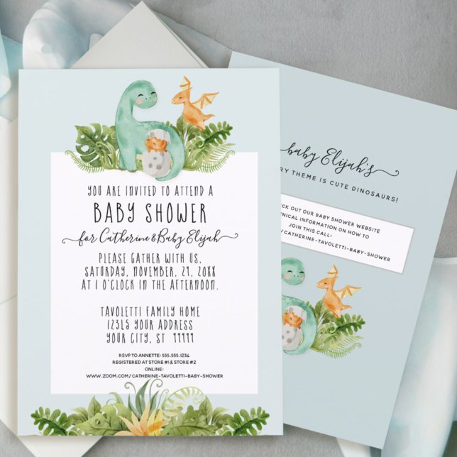 Niedlich Dinosaurier Dino Mommy Foliage Baby Showd Einladung (Von Creator hochgeladen)