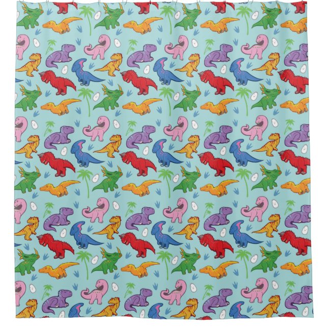 Niedlich Dinosaurier Muster Duschvorhang (Vorderseite)