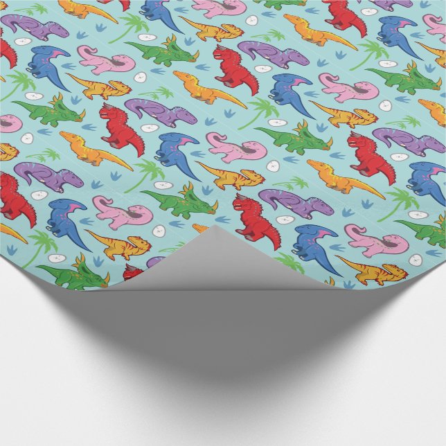 Niedlich Dinosaurier Muster Geschenkpapier (Ecke)