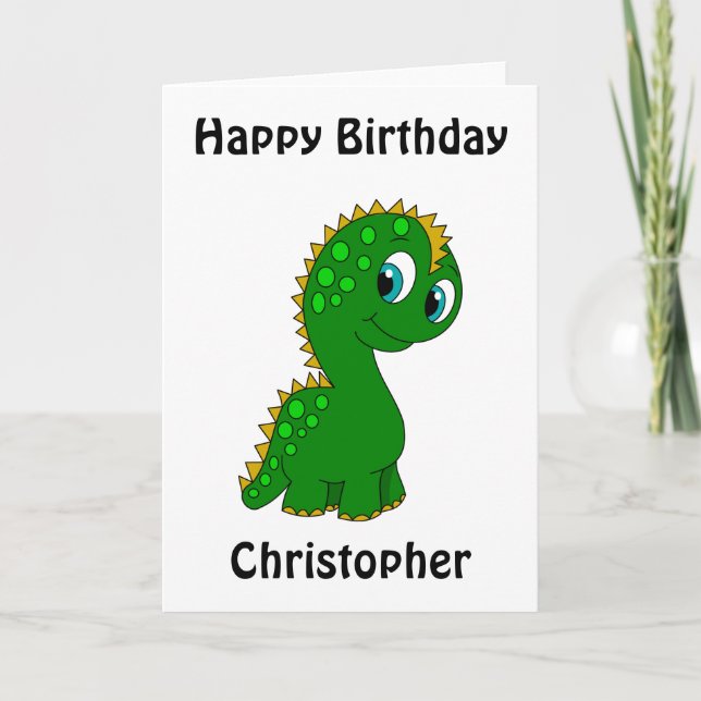 Niedlich Dinosaurier Personalisiert Geburtstag Karte (Vorderseite)