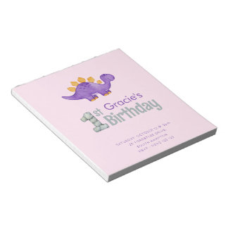 Niedlich Dinosaurier Stegosaurus 1. Geburtstag Par Notizblock