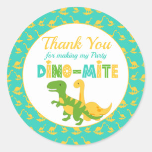 Niedlich Dinosaurier Vielen Dank Runder Aufkleber
