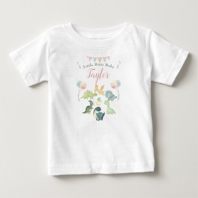 Niedlich Dinosaurier Wasserfarbe Personalisiert Baby T-shirt (Vorderseite)