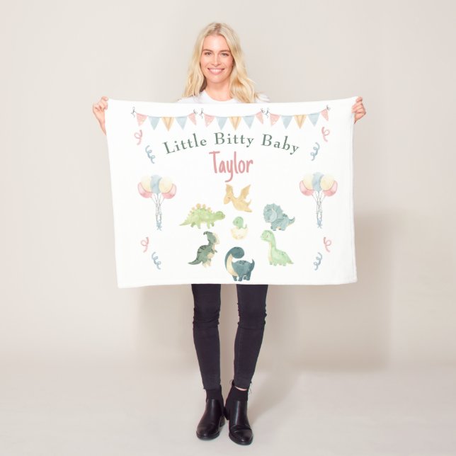 Niedlich Dinosaurier Watercolor Personalisiert Bab Fleecedecke (Beispiel)