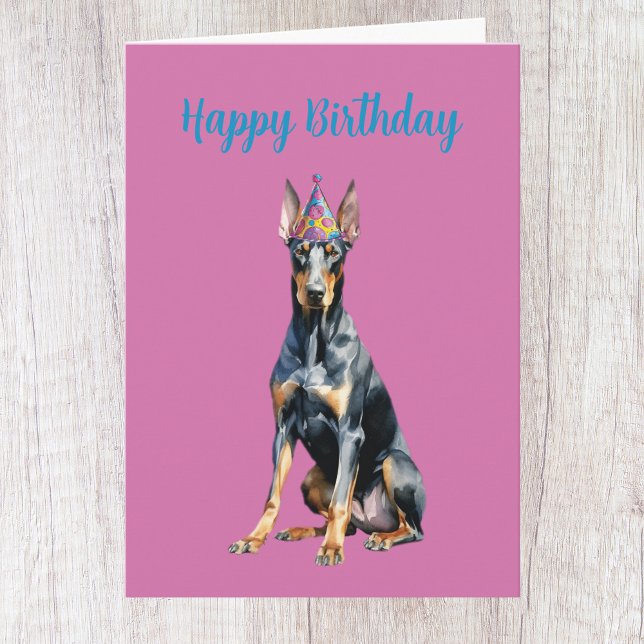 Niedlich Doberman Birthday Card Karte (Von Creator hochgeladen)
