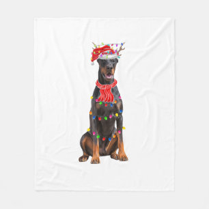 Niedlich Doberman Christmas Tree Lights Dog Lover Fleecedecke