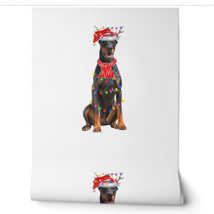Niedlich Doberman Christmas Tree Lights Dog Lover Tapete