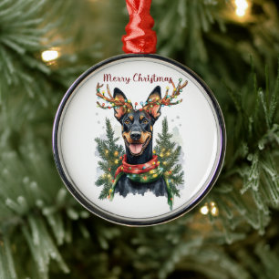 Niedlich Doberman Dog Ornament Aus Metall
