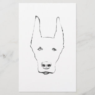 Niedlich Doberman Pinscher Dog Face Sketch Briefpapier