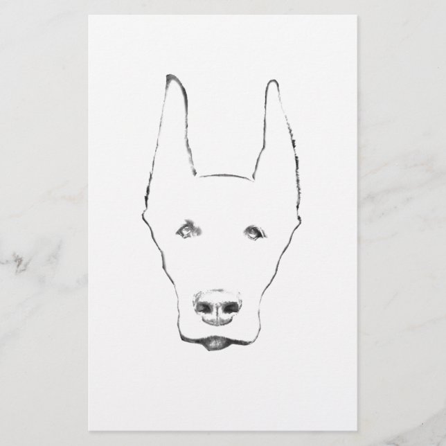 Niedlich Doberman Pinscher Dog Face Sketch Briefpapier (Vorderseite)