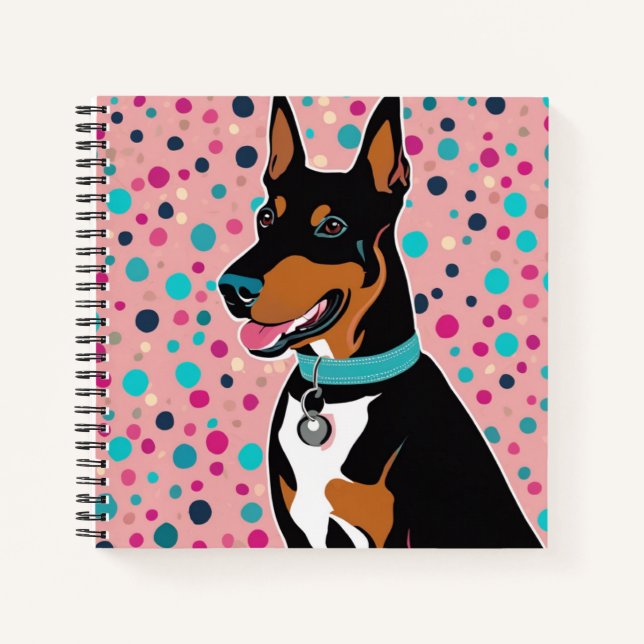 Niedlich Doberman Pinscher Pink Spiral Lined Notizbuch (Vorderseite)