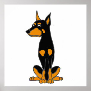 Niedlich Doberman Pinscher Puppy Dog Cartoon Poster