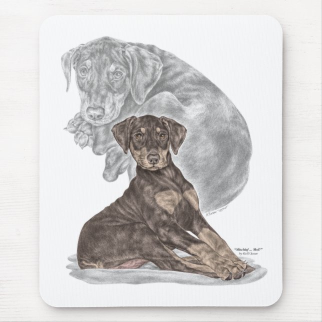Niedlich Doberman Pinscher Puppy Mousepad (Vorne)