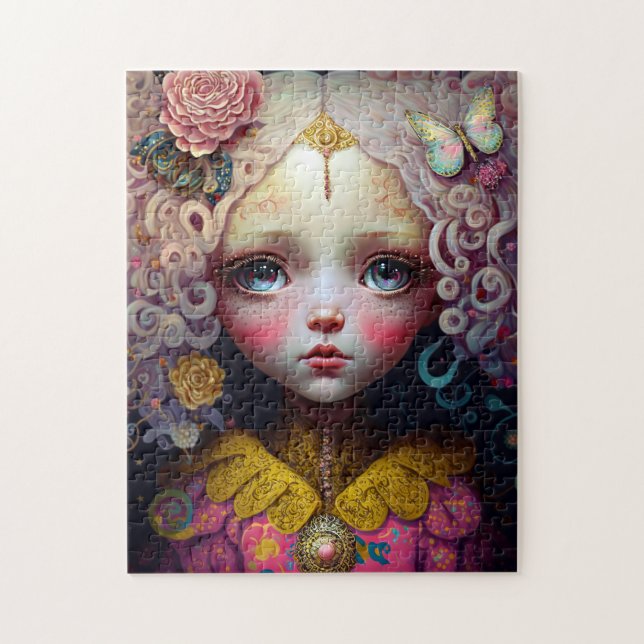 Niedlich Doll Girl Pink Hair (Vertikal)