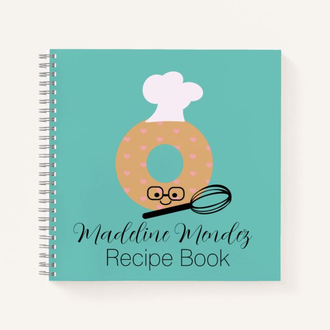 Niedlich Donut Baker Rezept Kids Blue Notebook Notizbuch (Vorderseite)