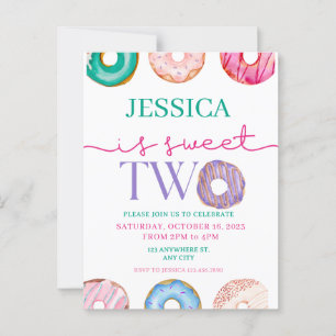 Niedlich Donut Party Sweet zwei 2. Geburtstag Postkarte