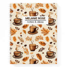 Niedlich Doodle Coffee Muster| Custom Spiral Noteb