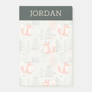 Niedlich Doodle Fox Forest Woodland Muster Post-it Klebezettel