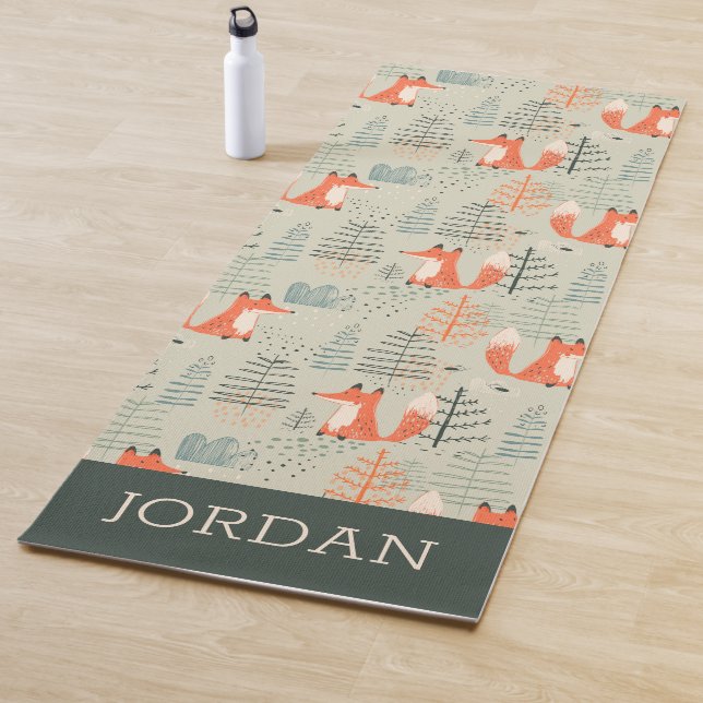 Niedlich Doodle Fox Forest Woodland Muster Yogamatte (Beispiel)