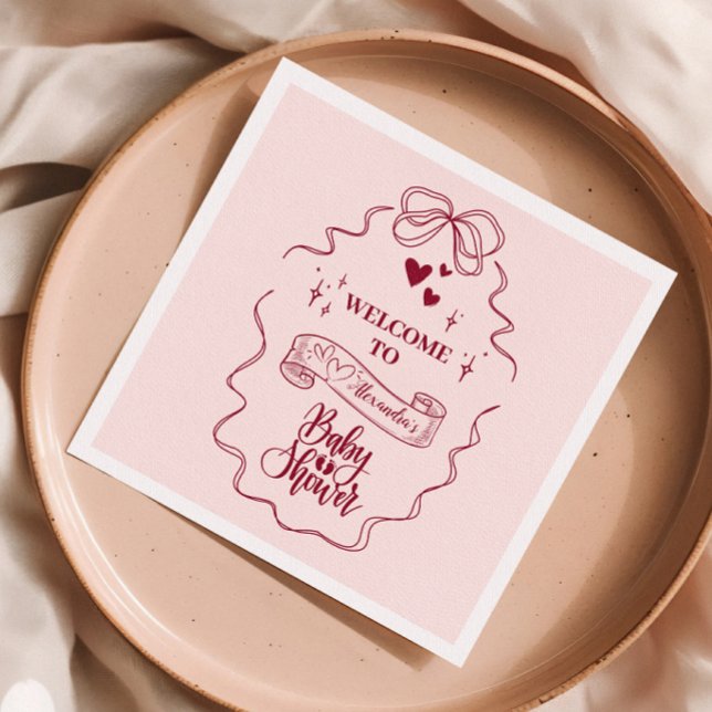 Niedlich Doodle Hand Drawn Bow Baby Dusche Serviette (Von Creator hochgeladen)