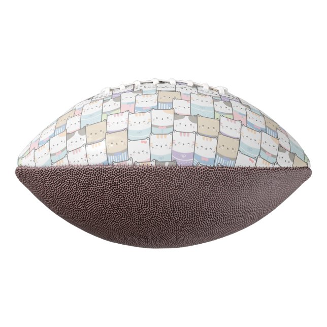 Niedlich Doodle Kitten Faces Pattern Football (Gedreht 90)
