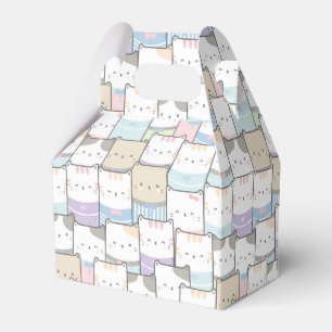 Niedlich Doodle Kitten Faces Pattern Geschenkschachtel