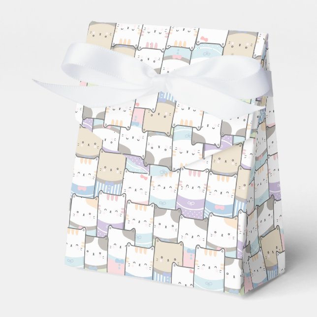 Niedlich Doodle Kitten Faces Pattern Geschenkschachtel (Vorderseite)
